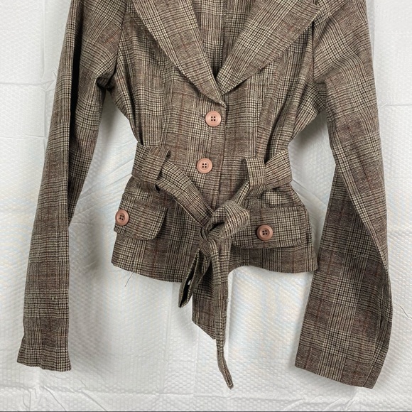 Twik Simons Canada Brown Long Sleeve Wool Button Down Blazer Size S Petite - Picture 3 of 15